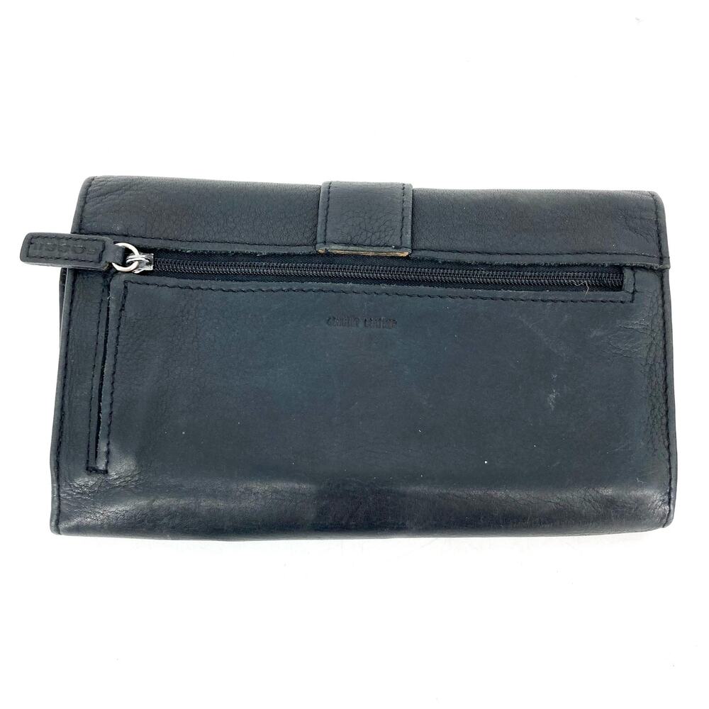 Fossil: Black Leather Rectangular Logo Trifold Wa… - image 3